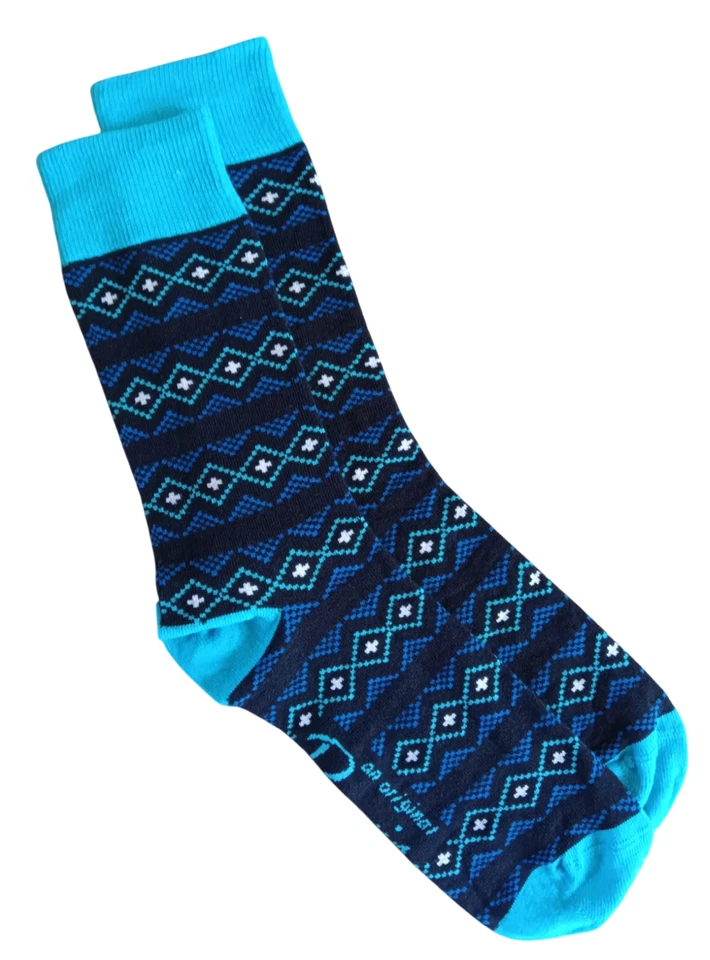 ORIGINAL PENGUIN | Mens Blue Aztec Patterned Socks | One Size UK 7-11 EU 41-46 - Imagem 1 de 1