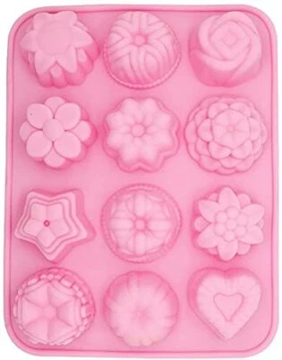 Silikonform mit 12 Mulden 3D-Blume Herz Obst Sternform Backform Kuchen-Backfo... - Bild 1 von 4