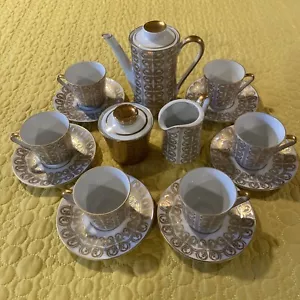Vintage GVD Bavaria Demitasse Espresso Set w/ Coffee Pot Sugar & Creamer Gold - Picture 1 of 24