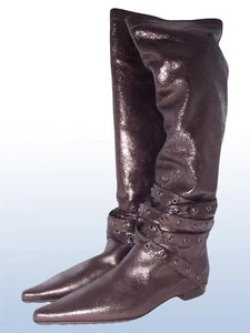 Alberto Guardiani Scarpe Donna Stivali Marrone Glitterato In Pelle Taglia 40 - Bild 1 von 7
