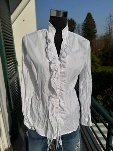 Marie Lund Bluse Gr. M-38 Weiß Spitze Rüsche - Bild 1 von 11