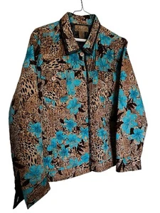 Peck &Peck Weekend Womens Sz XL Jacket Multicolor Reversible Floral Animal Print - Imagen 1 de 10