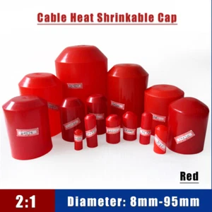 8-95mm Red Heat Shrink End Caps 2:1 Adhesive Glue Lined Cable Insulation Seal - Picture 1 of 8