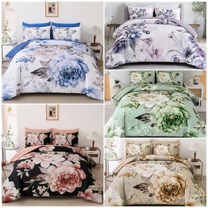 2025 New Floral Quilt Doona Duvet Cover Set Queen King Size Bedding Pillowcase - Picture 1 of 68