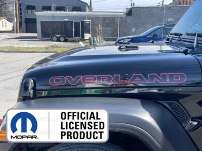 2019 - 2025 Jeep OVERLAND Hood Graphics Vinyl Decals Sticker Black Red FK2N0 - Image 1 of 4