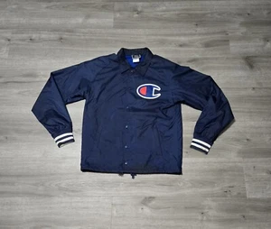 Champion Windbreaker Coaches Jacke Big Logo Blau Herren Größe Small - Bild 1 von 12