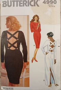 Vestido Butterick 4990 De Colección Años 90 Ajustado Correas Cónicas Espalda Midi Maxi 12 14 16 SIN CORTAR - Imagen 1 de 9