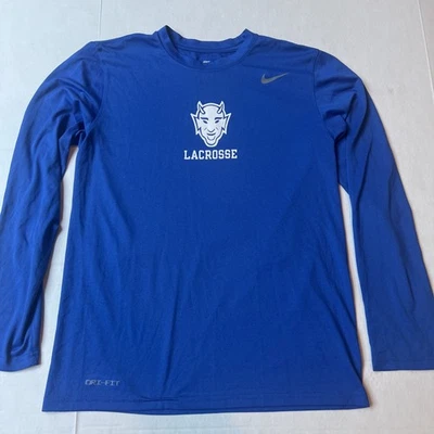 全新 Duke Blue Devils 吉祥物 标志 长曲棍球队 发行 Nike #21 L/S 衬衫 中号 — 第 1/4 张图片
