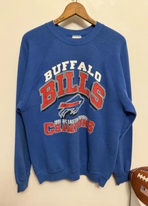 Vintage 90s 1991 Large Buffalo Bills NFL AFC Champs Super Bowl Sweatshirt USA - Bild 1 von 7