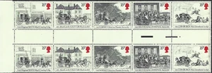 1984 Sg 1258/62 First Mail Coach Run, Bath & Bristol - London Gutter Block MNH - Picture 1 of 2