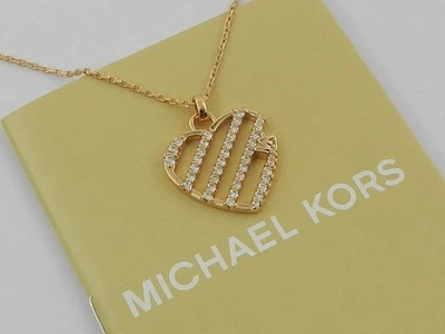 Collar colgante Michael Kors de oro rosa de 14 quilates sobre plata de ley corazón abierto Foto 1 de 4