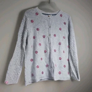 Roba Bianca Taglia 18 Grigio Uncinetto Floreale Cardigan Cotone Misto Angora Maglia Fiore - Foto 1 di 14