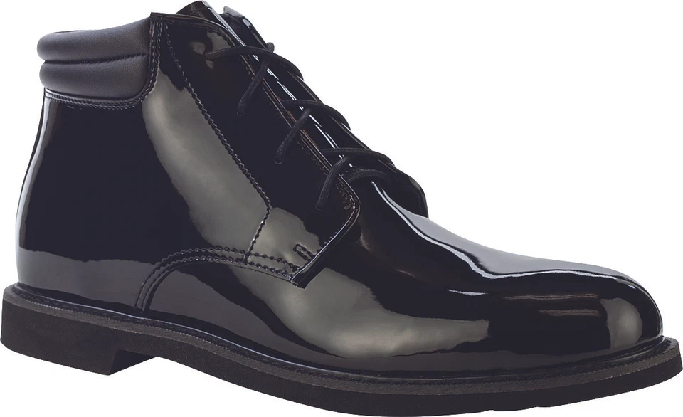 Vestido Rocky Masculino Couro Preto Botas Formais Alto Brilho Chukka - Imagem 1 de 1