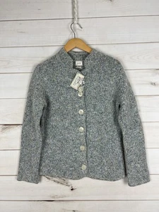 Alps Sweater Womens Small Blue Gray Button Front Alpaca Wool Blend Cardigan NWT - Picture 1 of 8