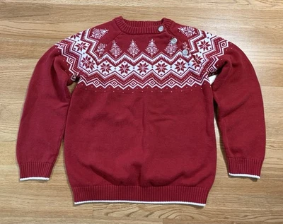 Gymboree Boys Christmas Holiday Sweater Red Snowflake Nordic Size 12 Cotton - Image 1 of 4