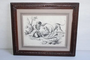 Ancienne gravure d'après Hüet gravé par Guélard, "le corps de chasse singe chien - Picture 1 of 11