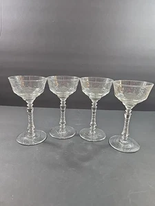 4 vasos vintage de licor/cóctel Rock Sharpe Arctic Rose de 5,75" grabados florales - Imagen 1 de 10