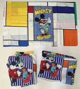 Vintage Disney Cool Mickey Mouse 3-teiliges mehrfarbiges Twin Sheet Set 90er USA - Bild 1 von 11
