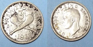SILBER! SILBER! SILBER! 1937 NEUSEELAND SILBER THREEPENCE #580-107 - Bild 1 von 1