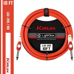 Cavo strumento Kirlin 10 FT chitarra LightGear rosso dritto/stesso LGI-201/RD - Foto 1 di 7