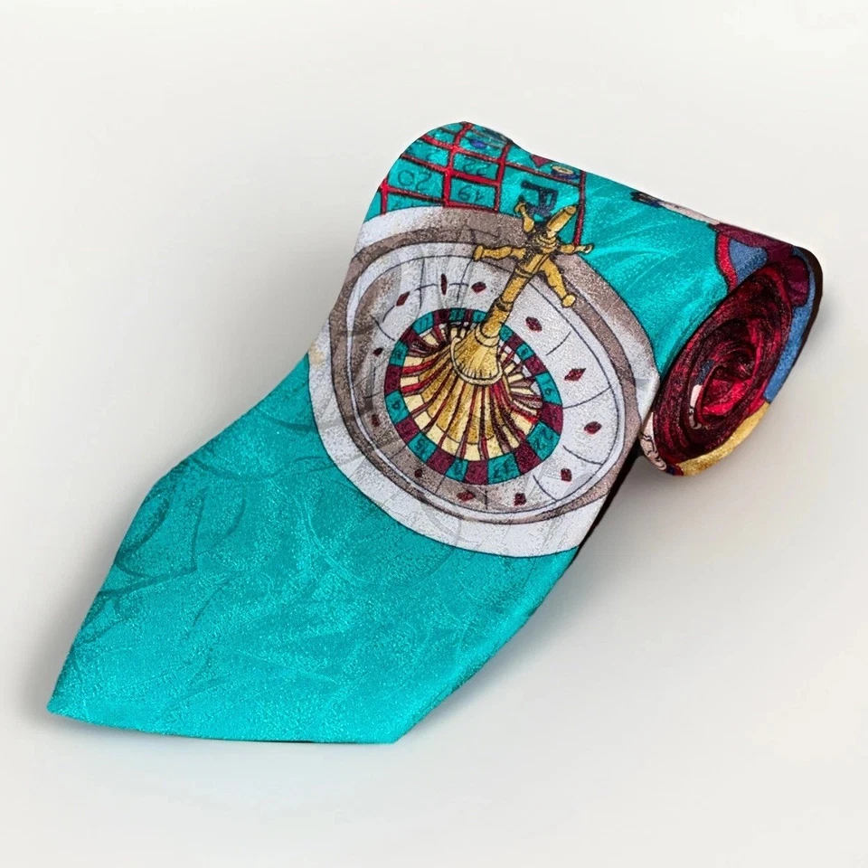 Corbata para hombre Carlo Palazzi Studio seda hecha a mano casino ruleta juego Foto 1 de 4