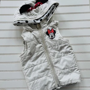 Disney Junior Toddler Girls 3T Minnie Mouse Ear Hooded Zip Up Puffer Vest - Picture 1 of 9