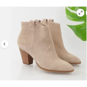 J.Crew Womens Eaton Boot Size 6.5 Block Heel Tan Cream Suede Western Bootie - Picture 1 of 14