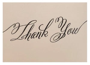 6 ct. Thank You Cards - Slate Script on Blush - Picture 1 of 3