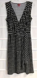 Merona schwarz & weiß Print elastische Taille Faux Wickelrock Kleid XS EC! - Bild 1 von 8