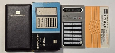 Calculadora de bolsillo delgada Sharp EL-8130A de colección en caja con manual funciona bien Foto 1 de 4