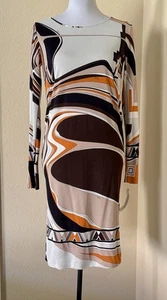 Neu mit Etikett Emilio Pucci Kleid Italien mehrfarbig abstraktes Logo Etui Langarm Gr. 6 - Bild 1 von 24