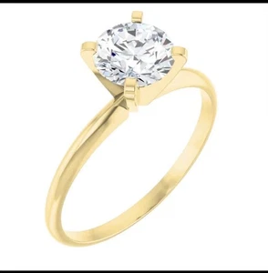 Anillo de diamantes redondos cultivados en laboratorio D VS1 certificado IGI 1,00 quilates amarillo 18 k talla 6 - Imagen 1 de 6