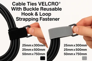 VELCRO® Cable Ties with Buckle Reusable Hook & Loop Straps Wire Fastener - Picture 1 of 14
