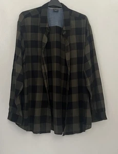Camisa de sarga de algodón a cuadros caqui y negra talla 2XL Jack & Jones para hombre nueva sin etiquetas - Imagen 1 de 8