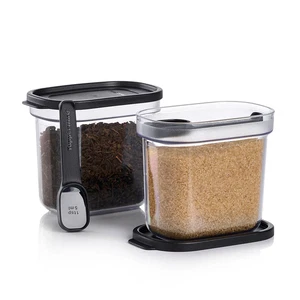 TUPPERWARE NEW Set of 2 Dry Storage Containers W/Measuring Spoons - Picture 1 of 6