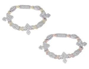 Baguette Cross with Evil Eye 10 7/10 CT Real Diamond Infinity Link Bracelet T... - Picture 1 of 8