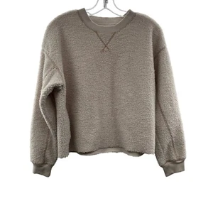 American Eagle Women's Pullover Sherpa Sweatshirt Cream Size XS - Picture 1 of 9