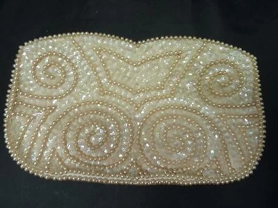 Vintage Silvercraft Hand Made Satin Beaded Clutch Coin Purse Bag w zipper. Japan - Изображение 1 из 4