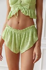 Urban Outfitters Out From Under Amie Lace Ruffle Shortie Lime Green NWT Medium