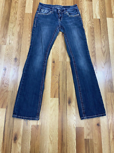Grace In LA Jeans Women 27 Blue Denim Button Front 5 Pockets Solid Print