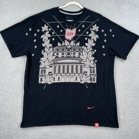 Ohio State Buckeyes Shirt Mens 2XL XXL Black 1870 Statehouse Full Graphic Tee Cover