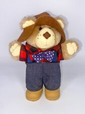 Vintage Farrell Furskins Bears 7” My Teddy Bear 1986 Boots Hat Red Plaid Overall