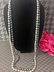 Classic Blue White Strand Pearls For Women Costume Jewelry - Picture 1 of 5