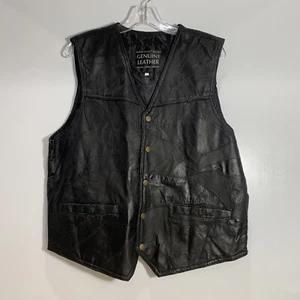 Italian Stone Design Navarre Leather Company Motorcycle Vest Snap Buttons XL - Picture 1 of 12