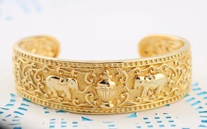Ross Simons Gold over 925 Sterling Silver Elephant For Good Luck Bracelet 7.5" - Picture 1 of 10
