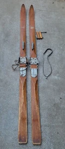 Vintage 1940's Wooden Hickory Skis Anderson & Thompsons Seattle - Picture 1 of 14