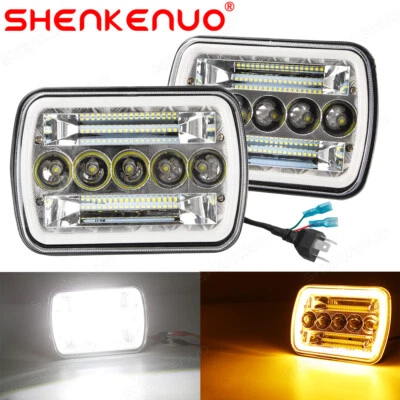 Par de faros LED 5x7 7x6"" pulgadas haz alto-bajo DRL para Nissan Mitsubishi Mighty Max Foto 1 de 4