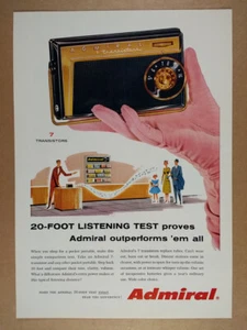 Admiral 7 Transistores 1957 radio anuncio impreso vintage - Imagen 1 de 1