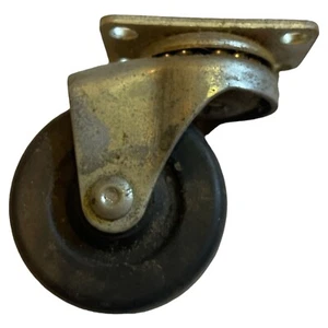 Vintage 2” Black Rubber Wheel Swivel Caster Ball Bearings Industrial 2”x 1.25” - Picture 1 of 4