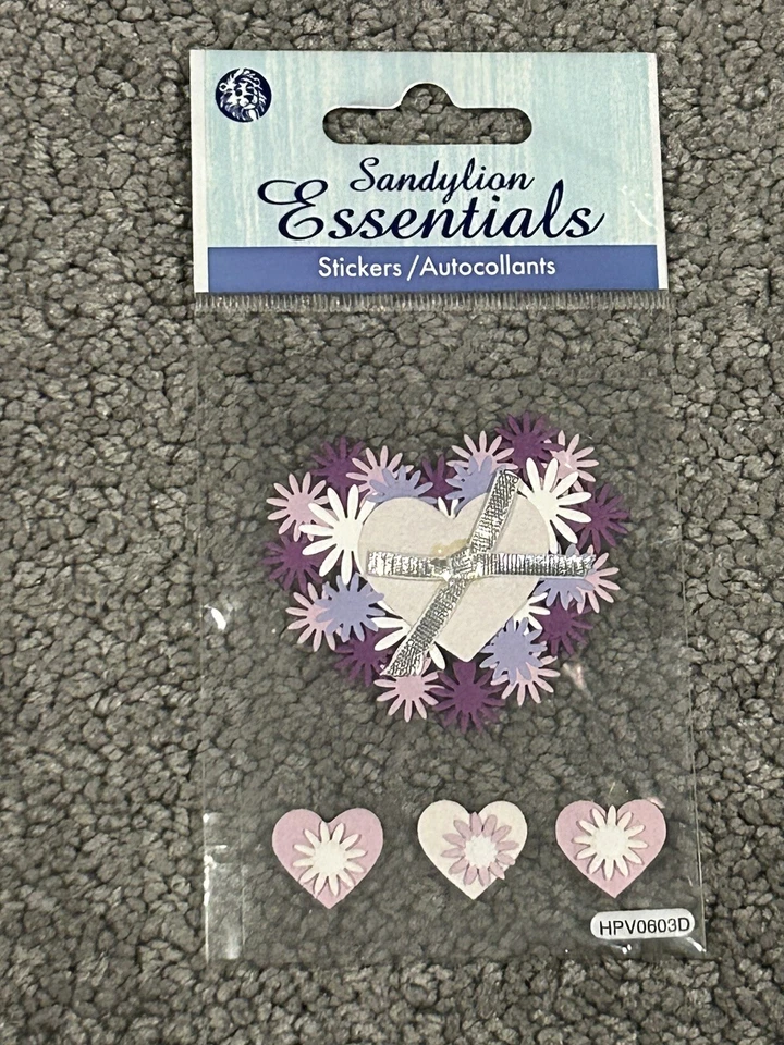 Hoja de pegatinas corazón púrpura Sandylion Essentials de colección rara sin abrir  Foto 1 de 1